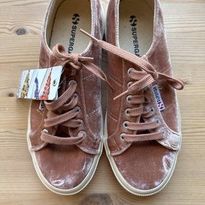 SUPERGA Crushed Velvet Sneakers - Rose Pink - Size 39/8 NEW Condition